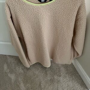 Lands' End Tan Fleece with Lime Trim
